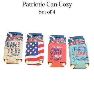 NWT Patriotic drink cozy set of 4 summer, 4th of July, party, BBQ, beach, pool